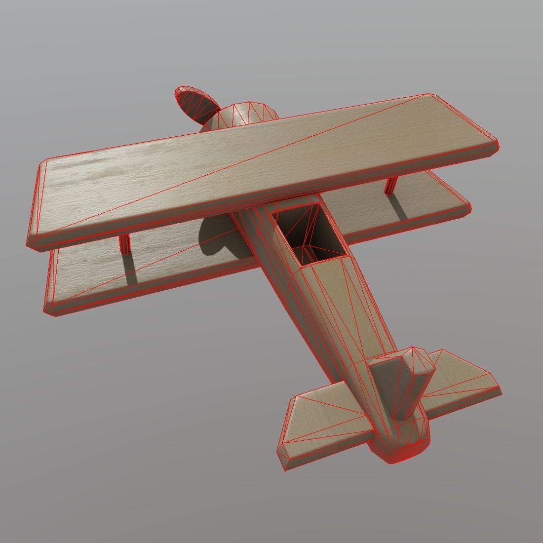 Wooden Plane Low-poly 3D model_9