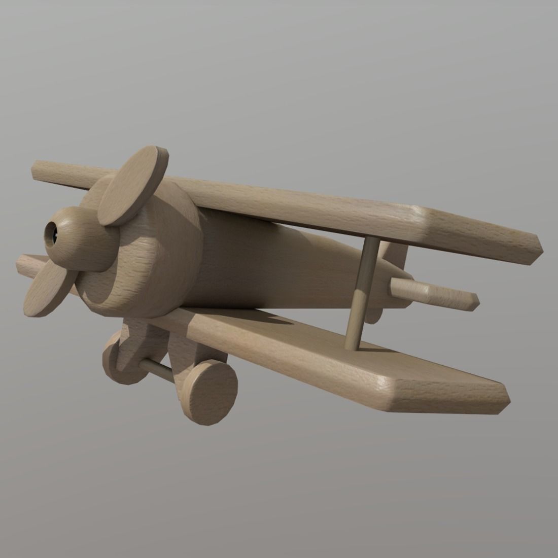 Wooden Plane Low-poly 3D model_1