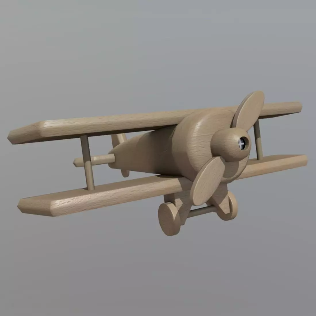Wooden Plane Low-poly 3D model_0