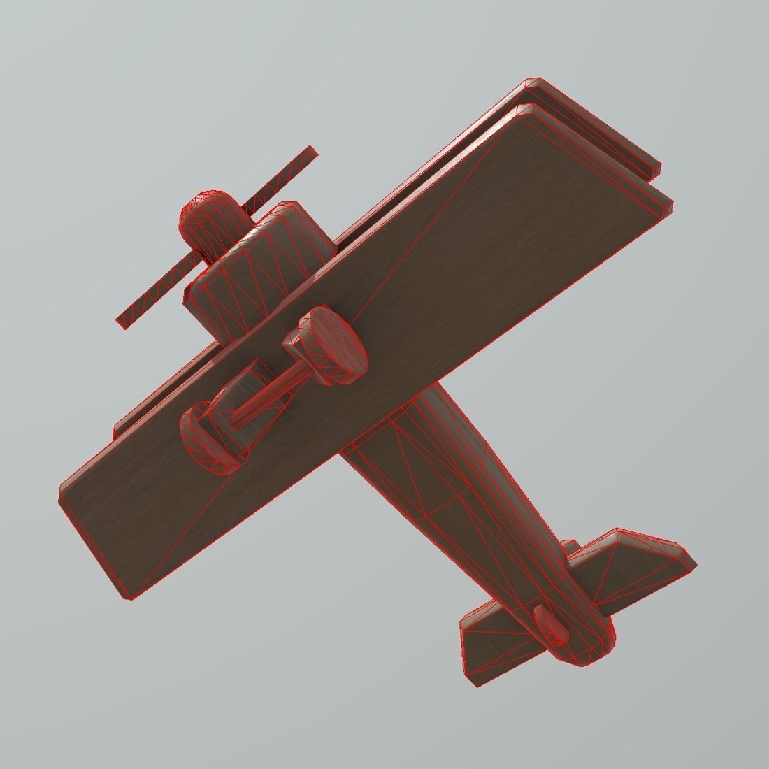 Wooden Plane Low-poly 3D model_8