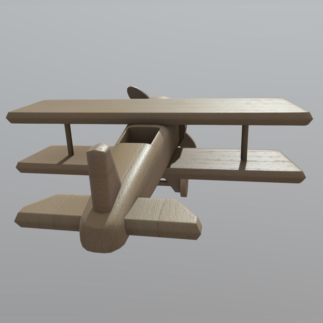 Wooden Plane Low-poly 3D model_4