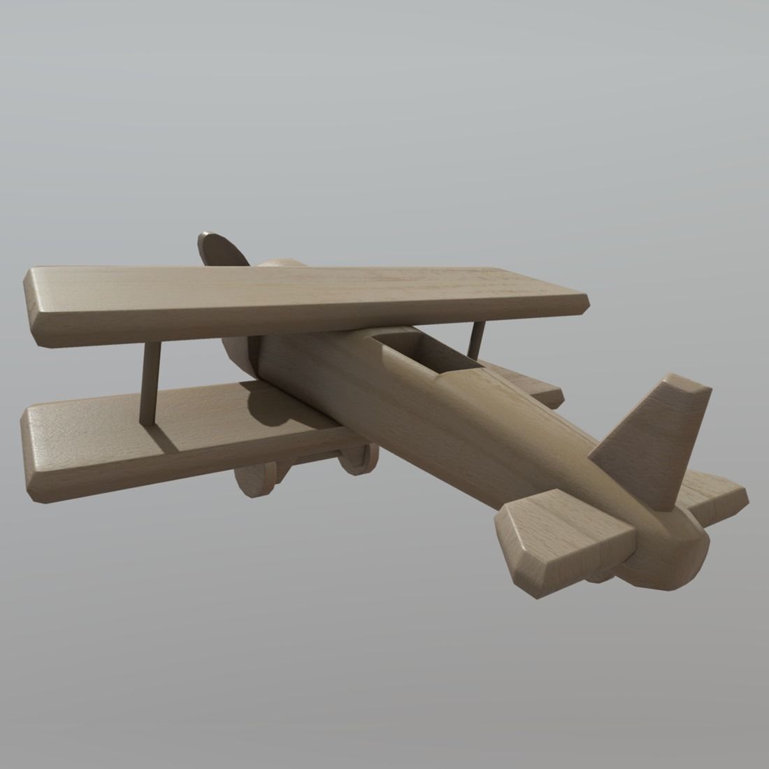 Wooden Plane Low-poly 3D model_3