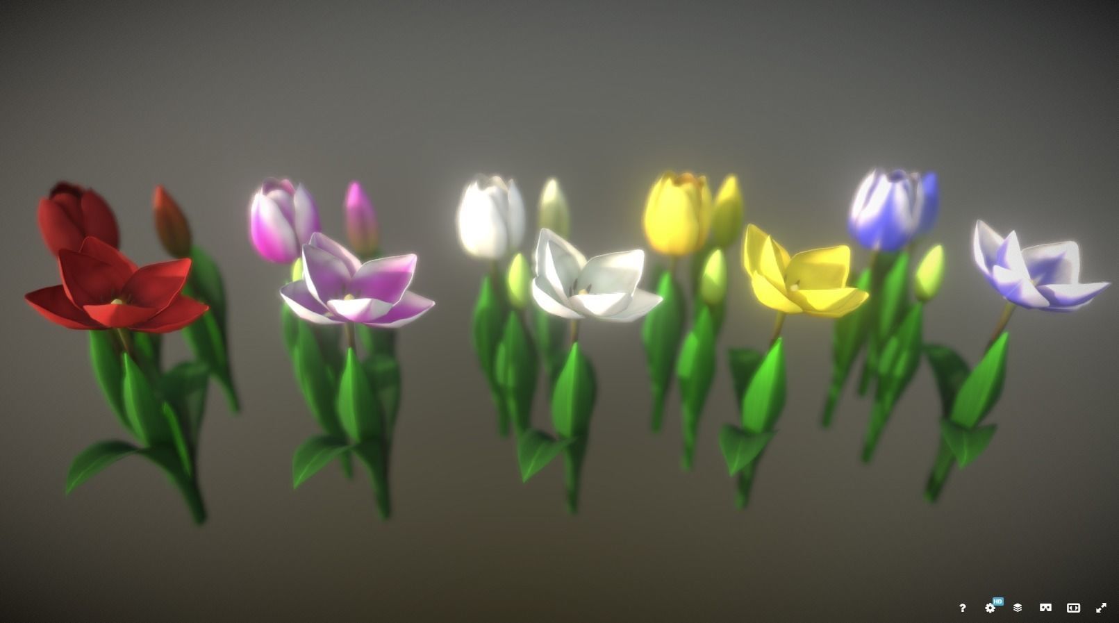 Flower Tullip Low-poly 3D model_9