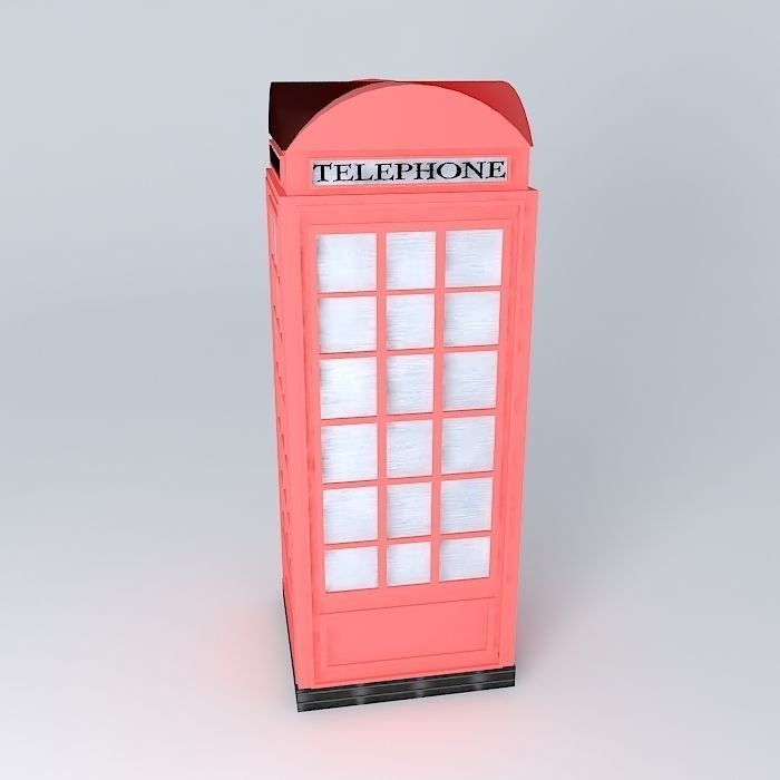 Red Telephone Box Free 3D model_2
