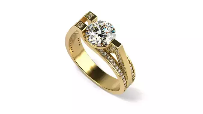 Pave Many Raws Engagement Ring 3D print model