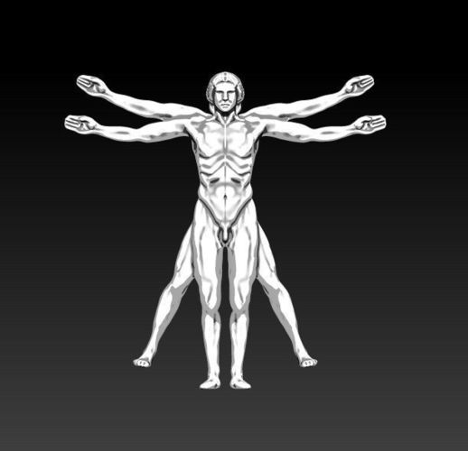 Da Vinci  Vitruvian Man of math Symbol of the Day Wireframe 3D print model