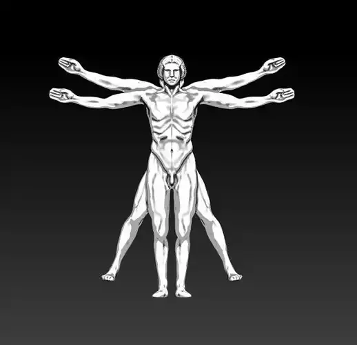 Da Vinci  Vitruvian Man of math Symbol of the Day Wireframe 3D print model