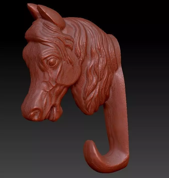 horse head wall hook 3D print model_0