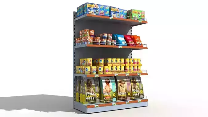 Supermarket Shelves Pets Food 3D model