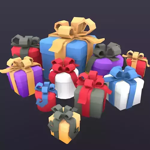Gift box package low poly