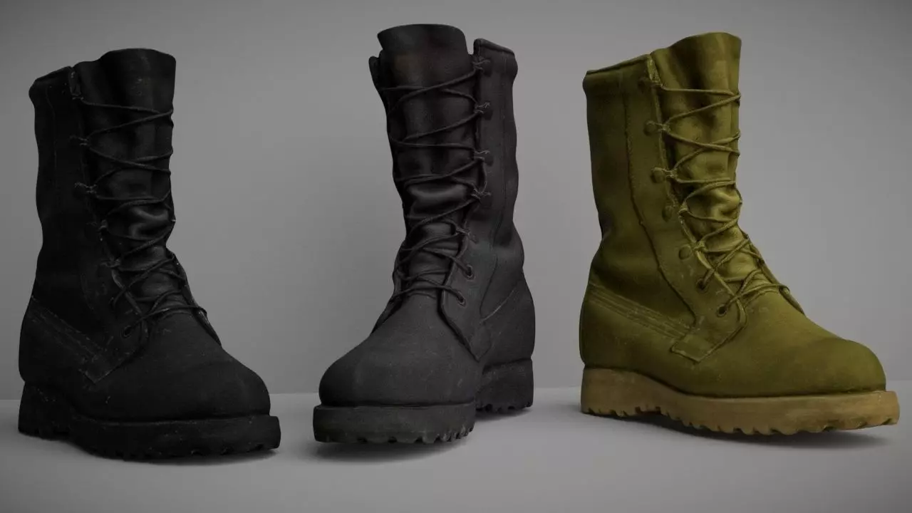 Military boot - 3 colors - low poly 3D Model Collection_0