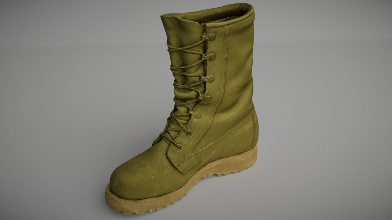 Military boot - 3 colors - low poly 3D Model Collection_14