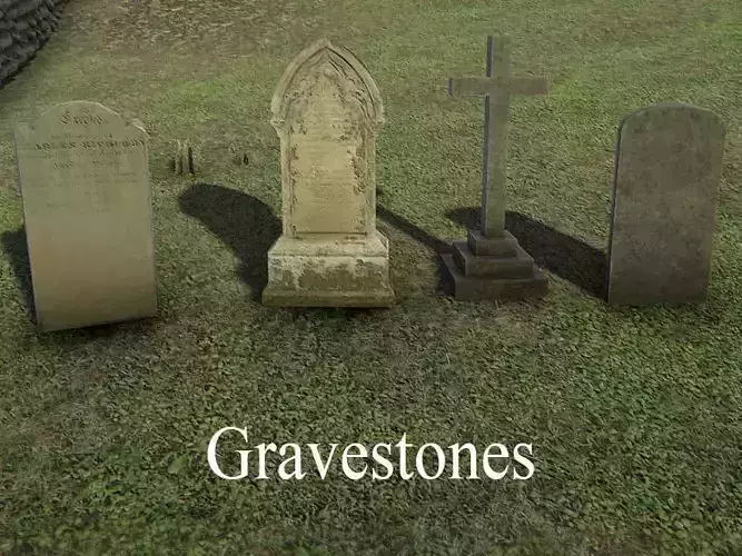 Gravestones in grassy field