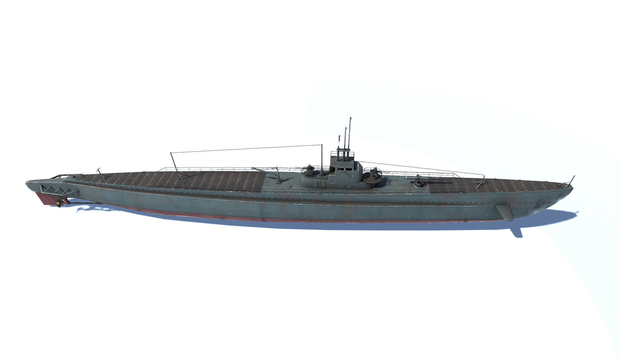 Old Submarine Low-poly 3D model_1