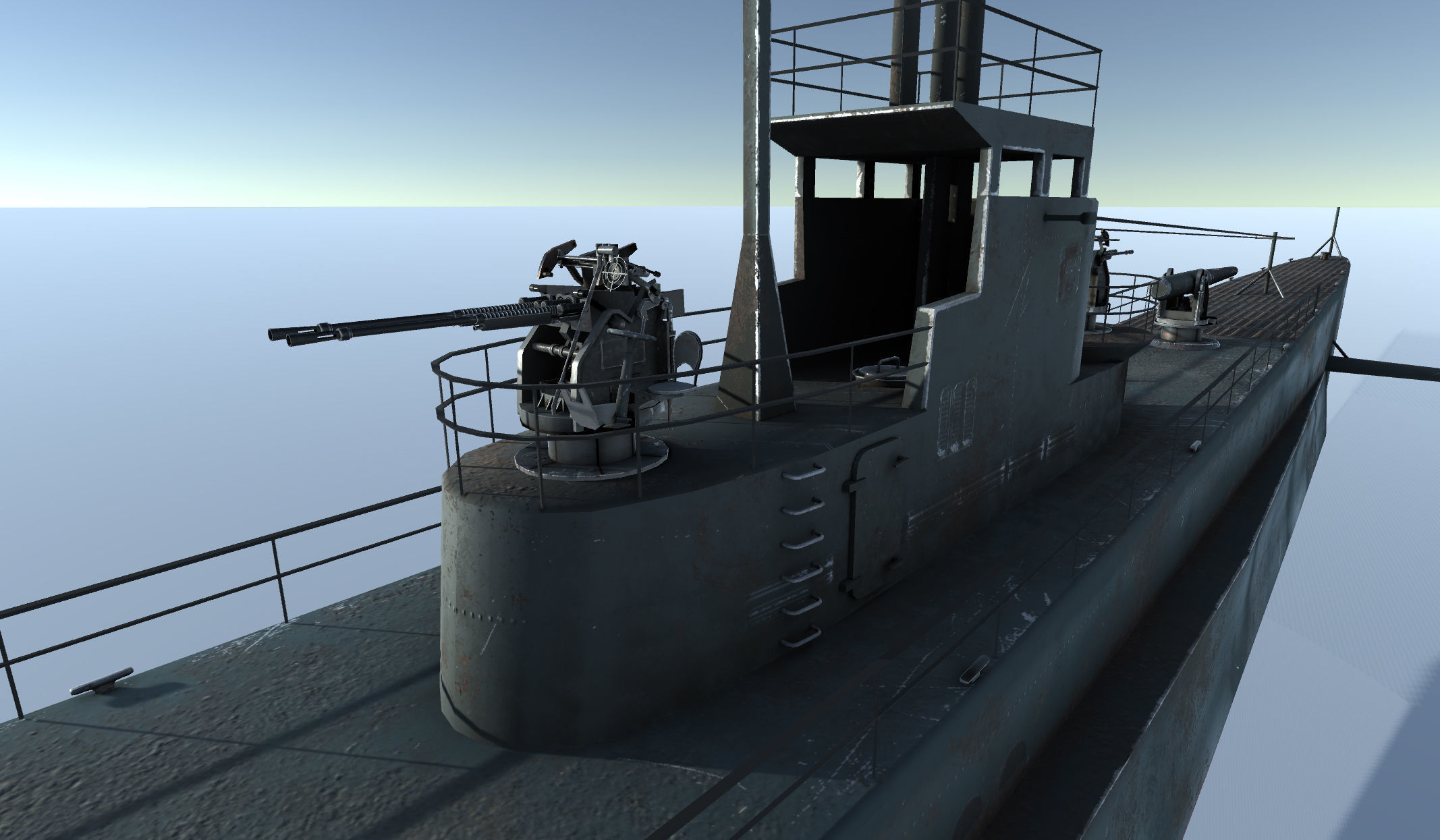 Old Submarine Low-poly 3D model_5
