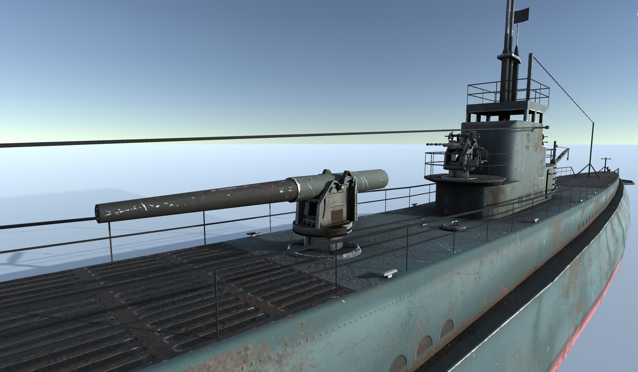 Old Submarine Low-poly 3D model_4