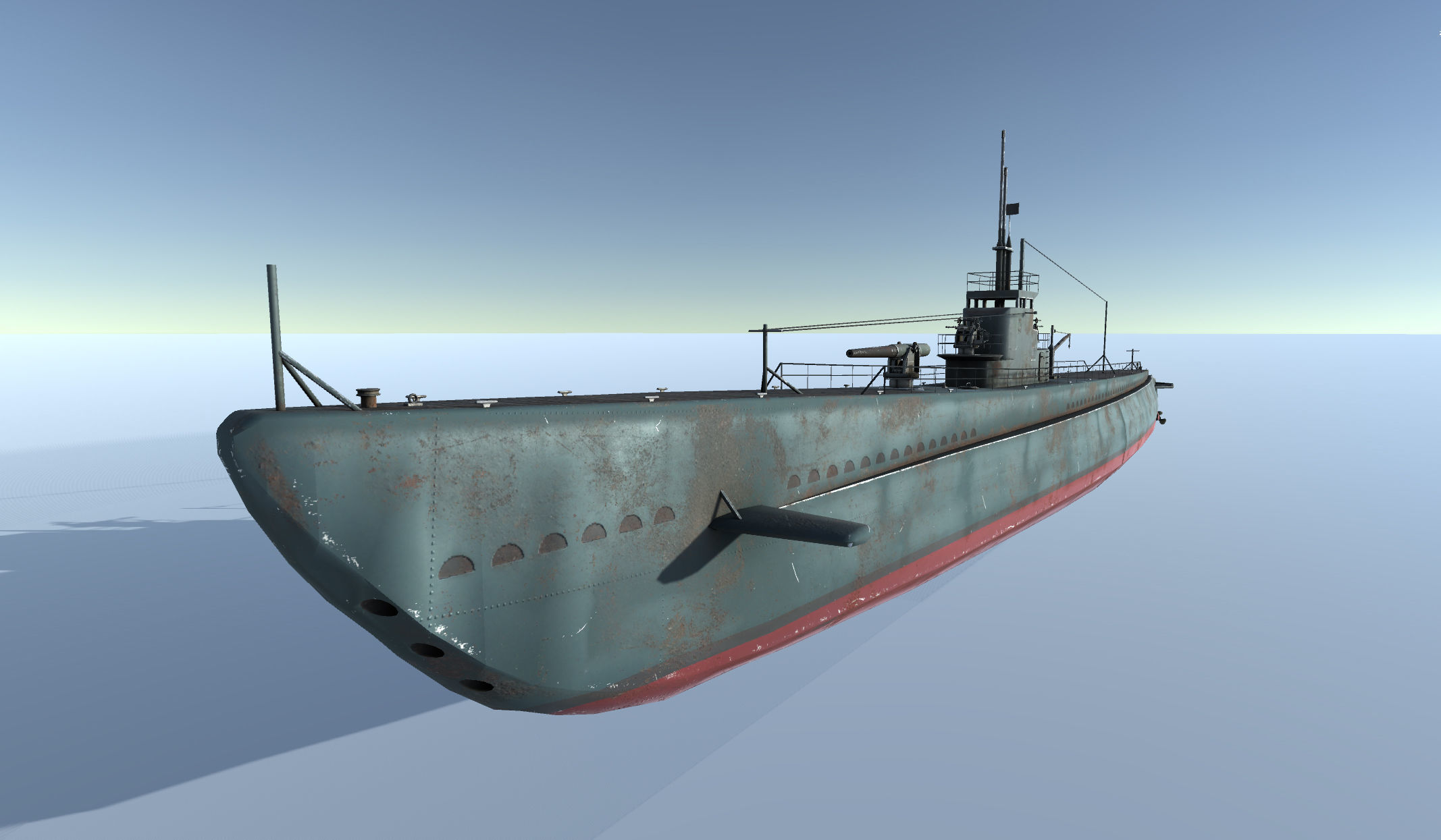 Old Submarine Low-poly 3D model_3