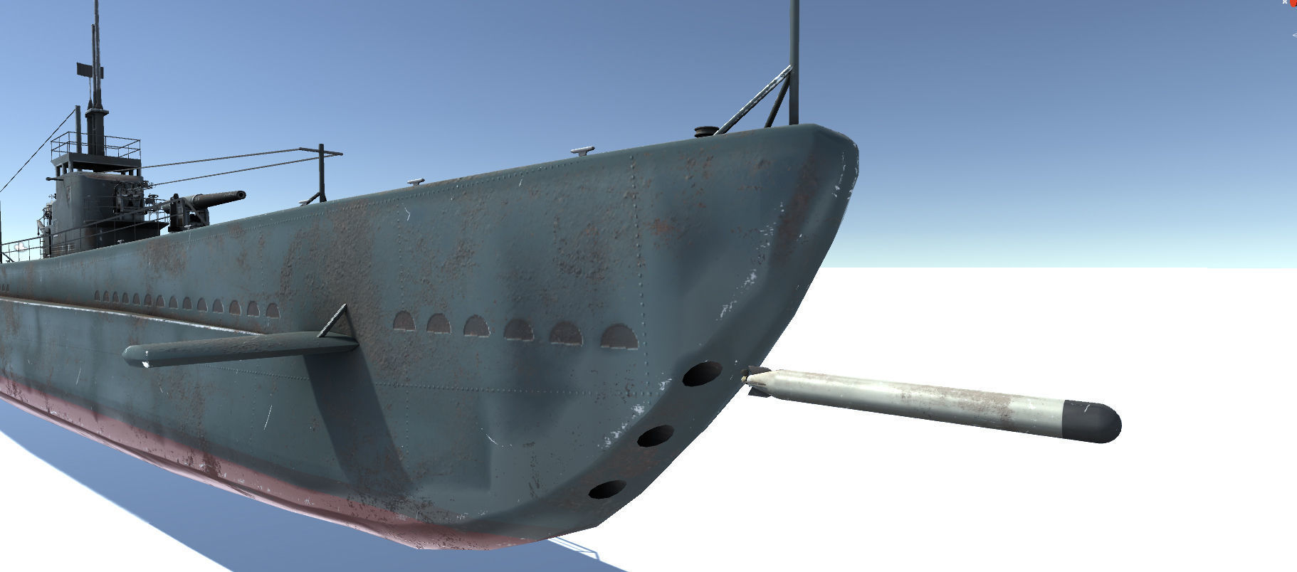 Old Submarine Low-poly 3D model_8