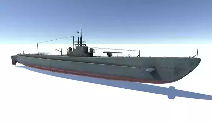 Old Submarine Low-poly 3D model