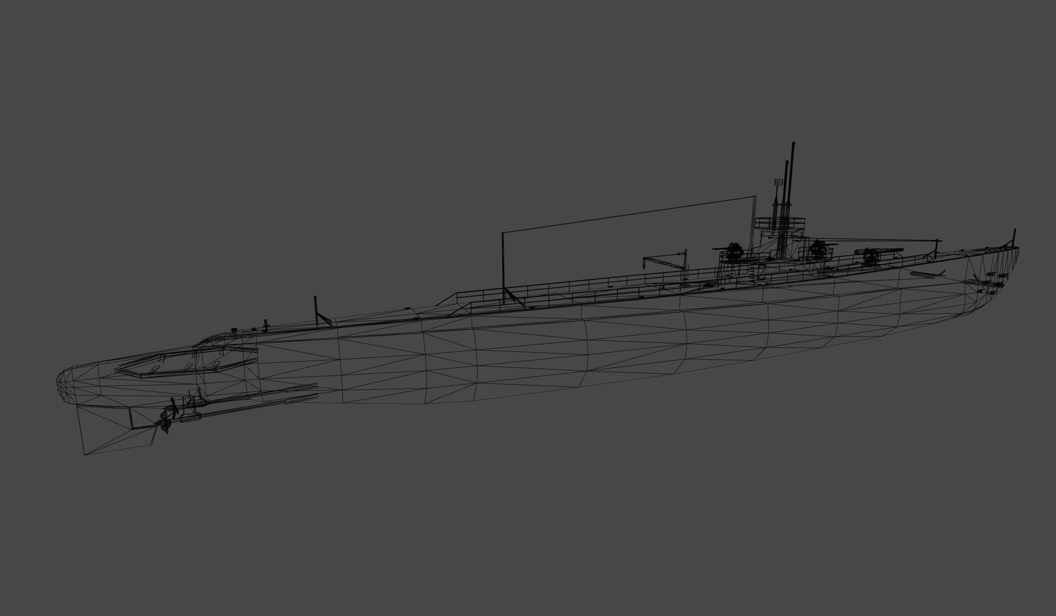 Old Submarine Low-poly 3D model_6