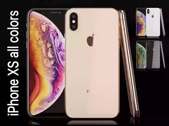 Apple iPhone XS all colors Most Accurate Low-poly 3D model