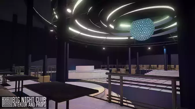 Big night club - interior and props Low-poly 3D model