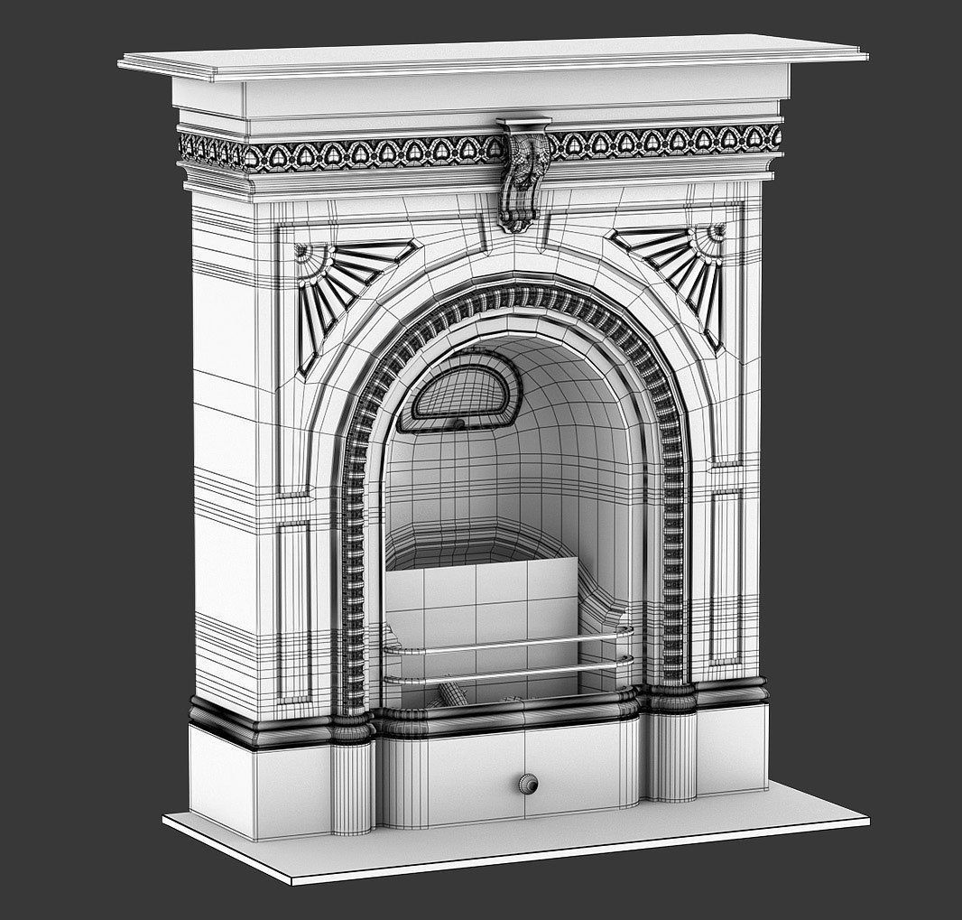  Victorian Cast Iron Fireplace 3D model_5