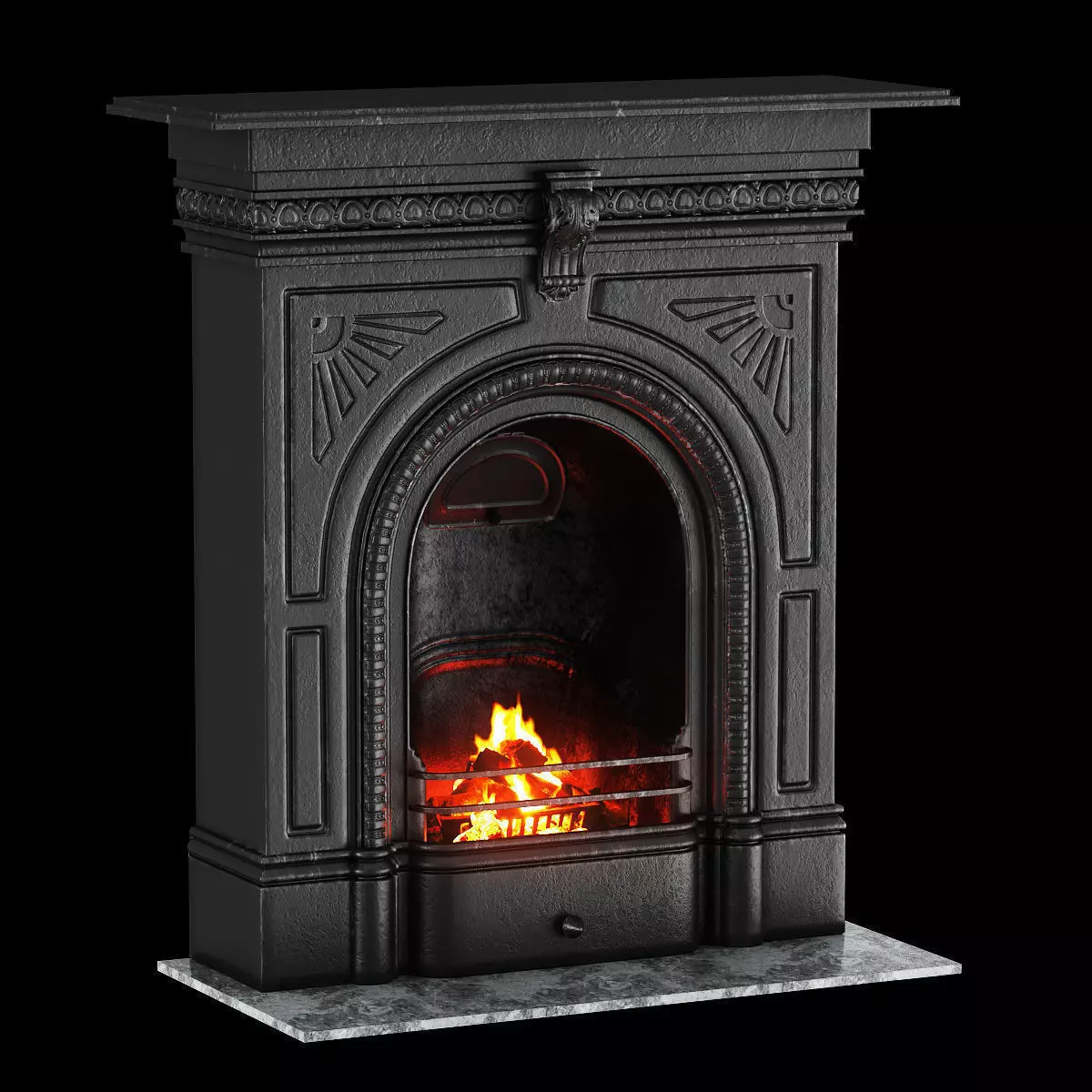  Victorian Cast Iron Fireplace 3D model_0