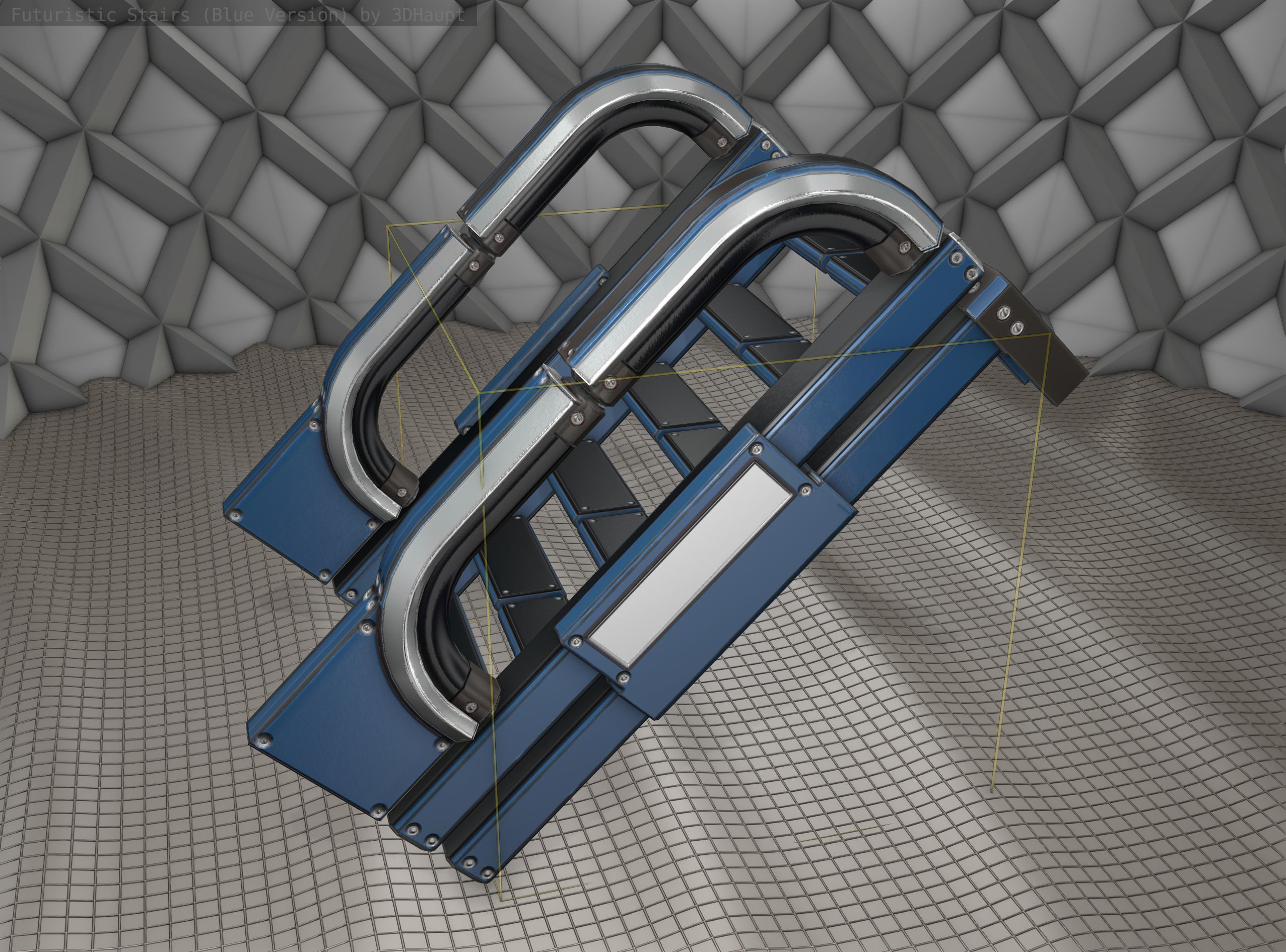 Sci-Fi Stairs - 2 - Blue Version  Low-poly 3D model_23