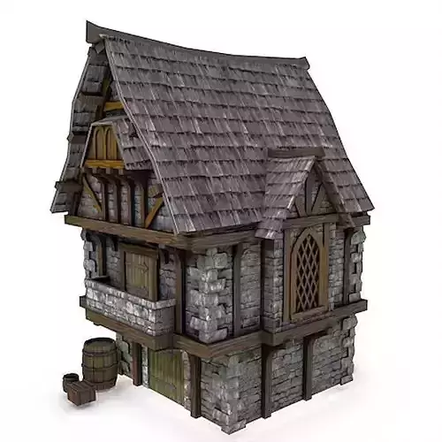 Medieval Building 16 Merchant Shop Low-poly 3D model