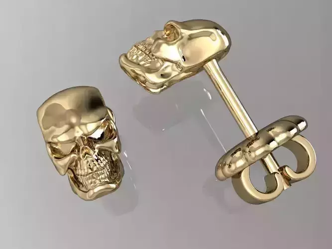 stud earring angry human scull 