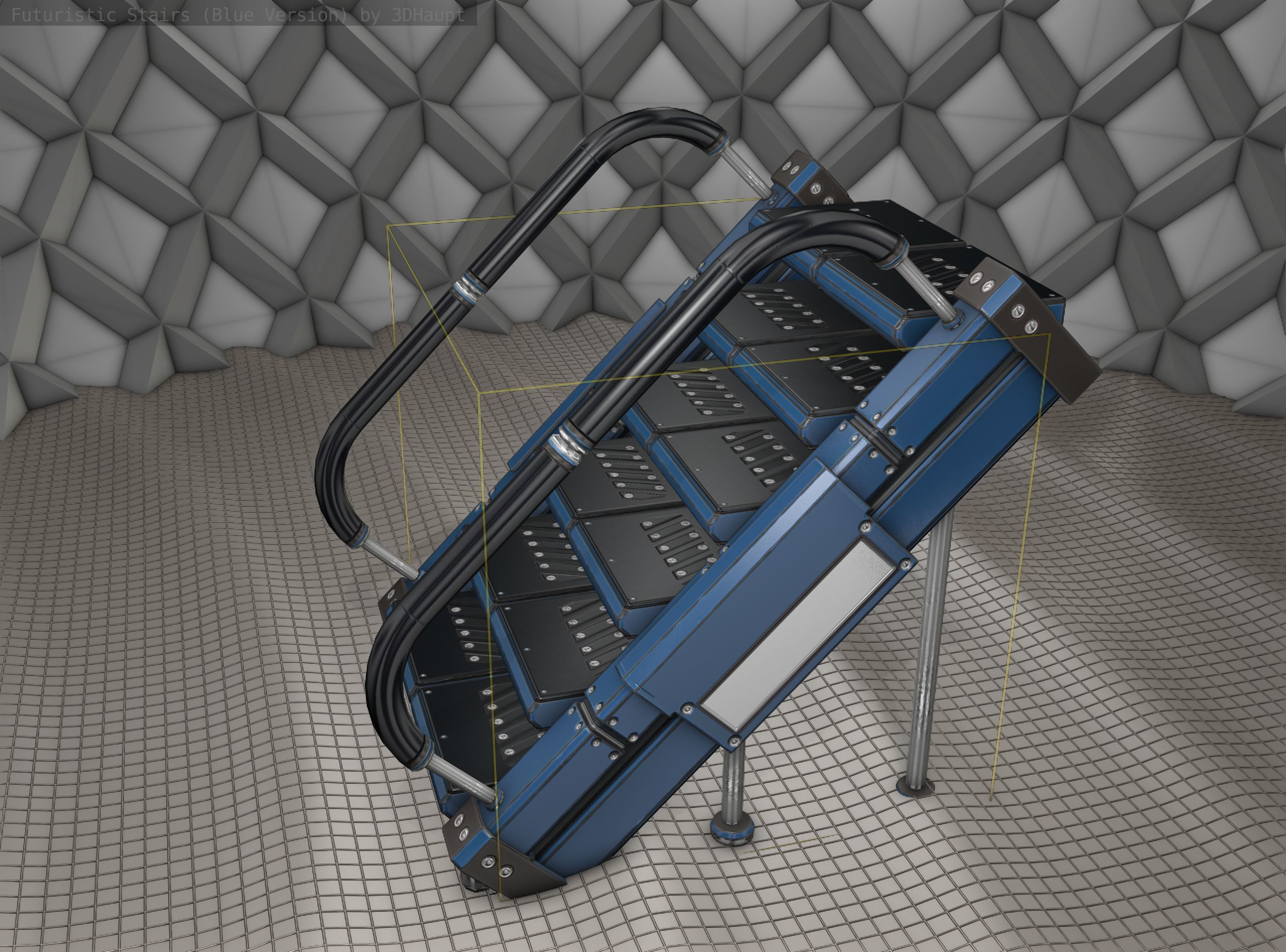Sci-Fi Stairs - 8 - Blue Version  Low-poly 3D model_23
