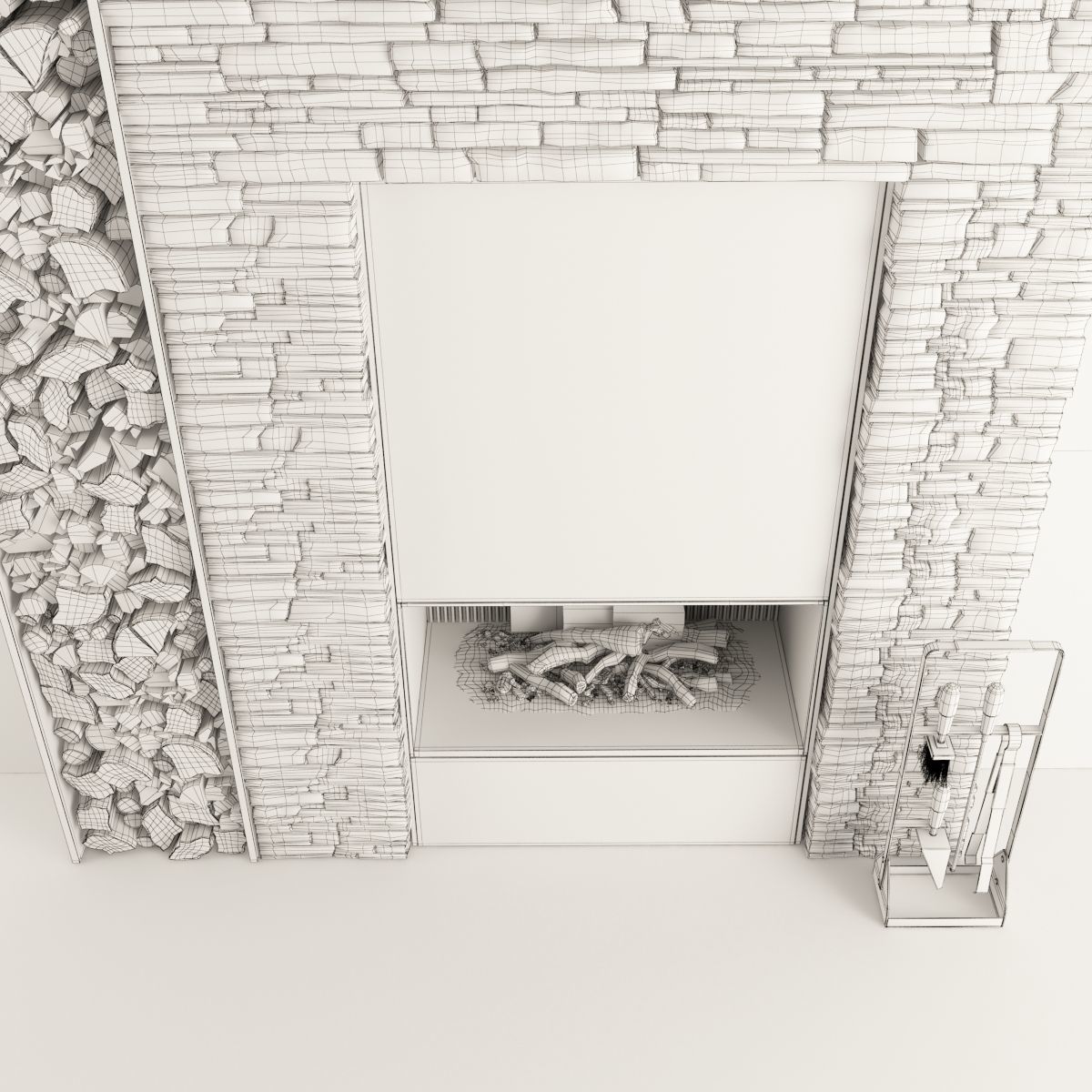 Fireplace and Firewood 34 3D model_15