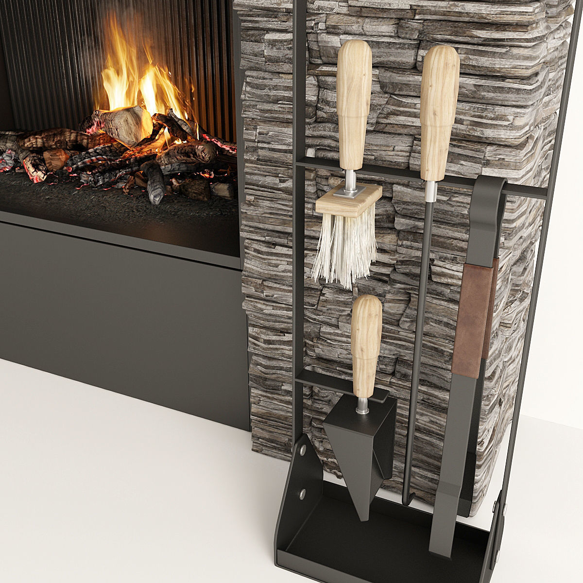 Fireplace and Firewood 34 3D model_7