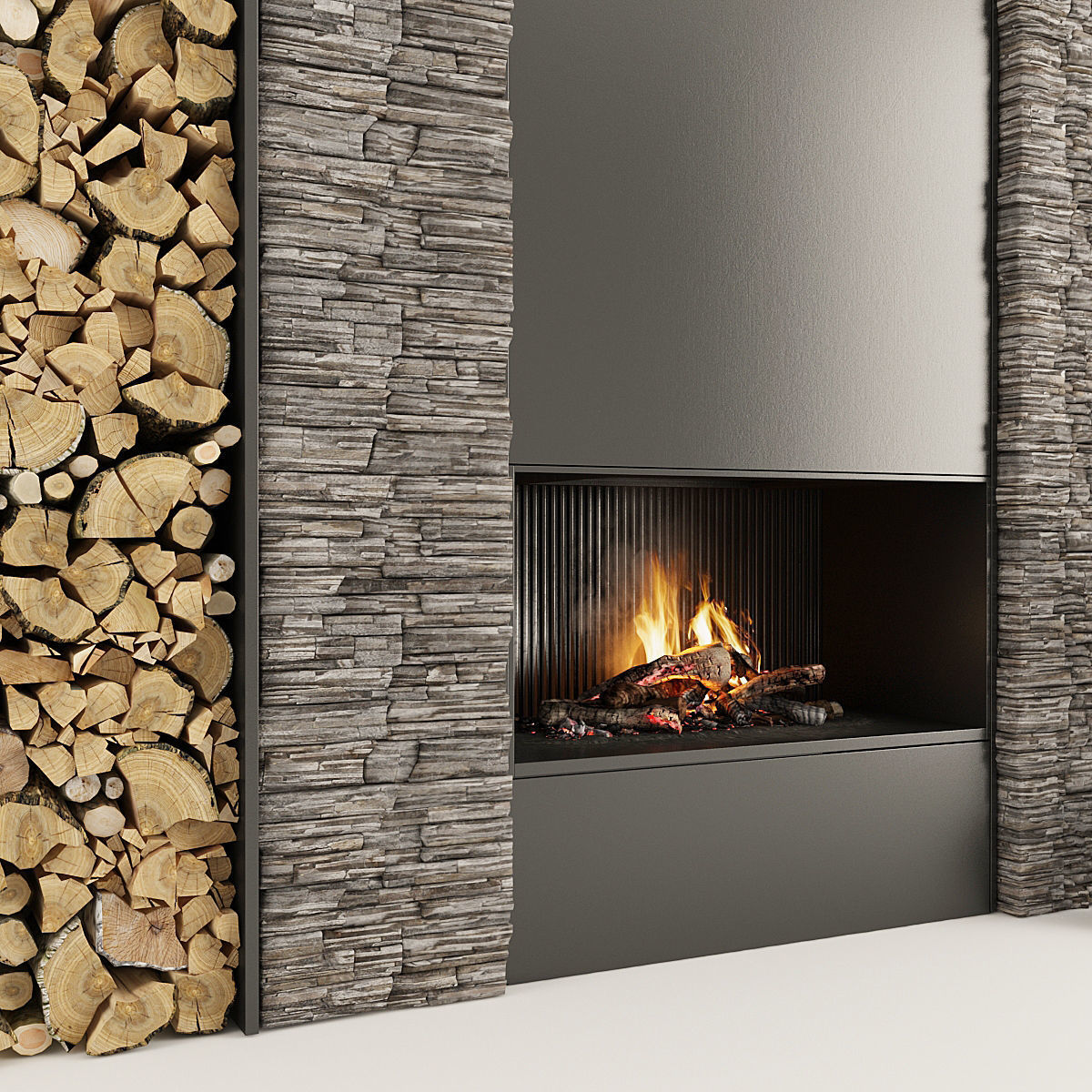 Fireplace and Firewood 34 3D model_1