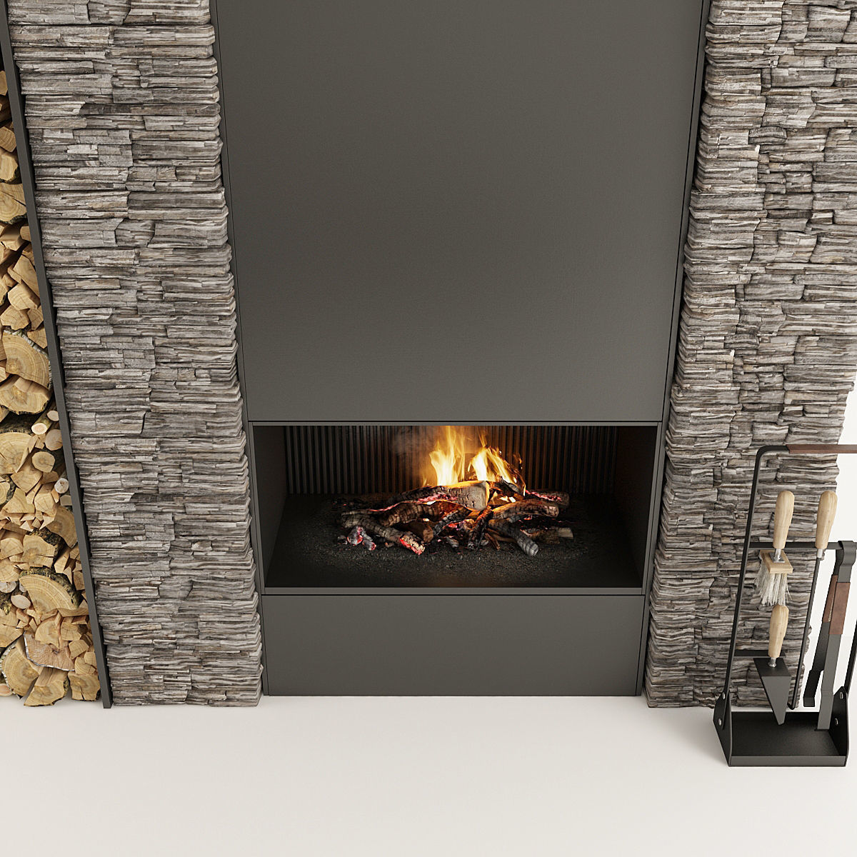 Fireplace and Firewood 34 3D model_6