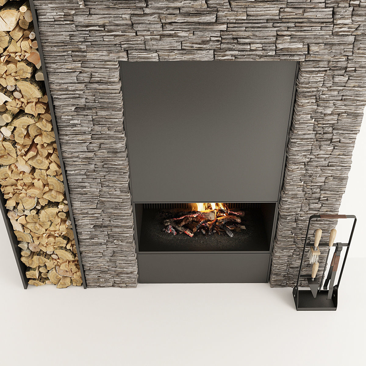 Fireplace and Firewood 34 3D model_2