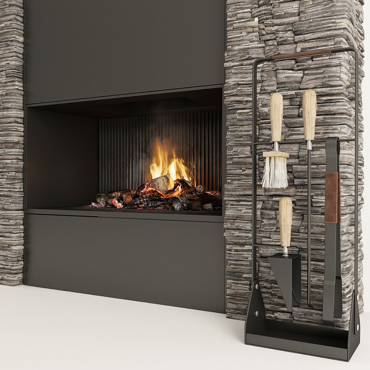 Fireplace and Firewood 34 3D model_9