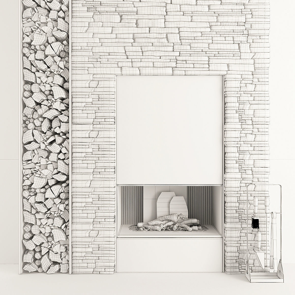 Fireplace and Firewood 34 3D model_12