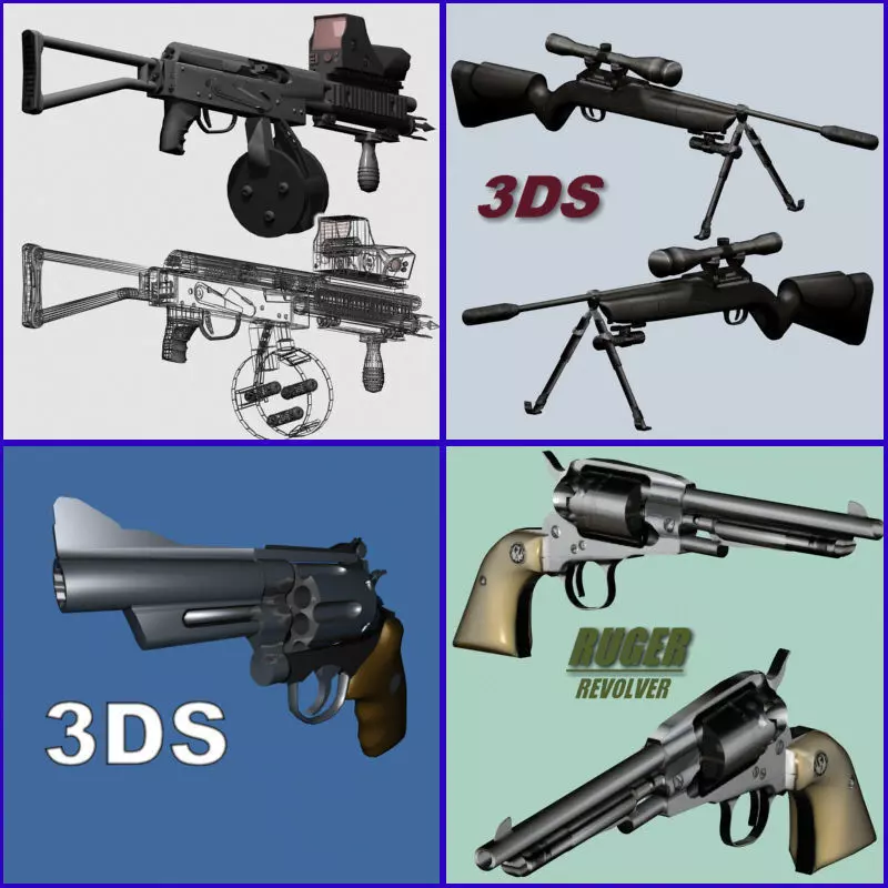 Weapon Collection rifle with scope 3D model_0