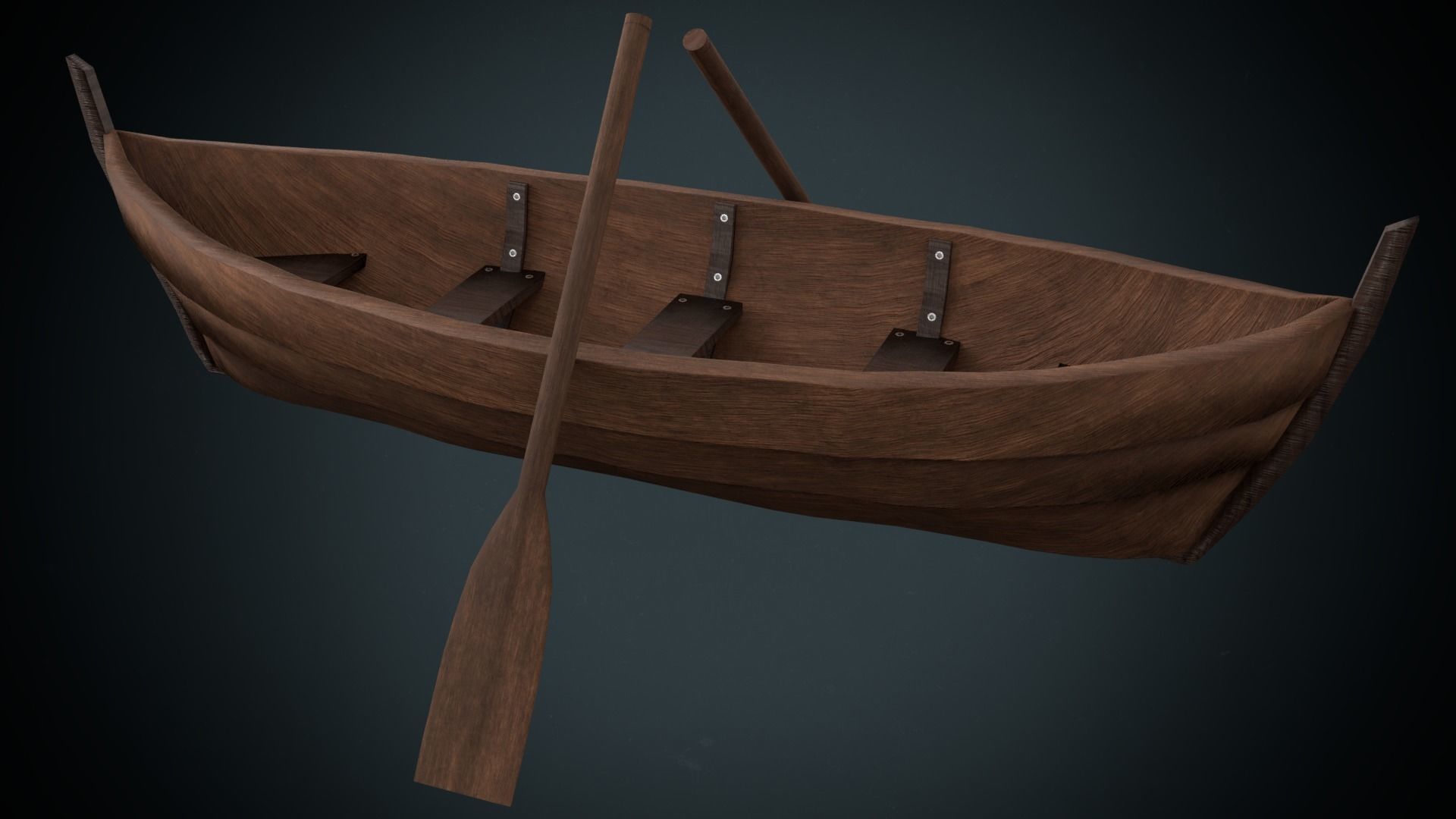 Low Poly Boat wooden canoe Low-poly 3D model_1