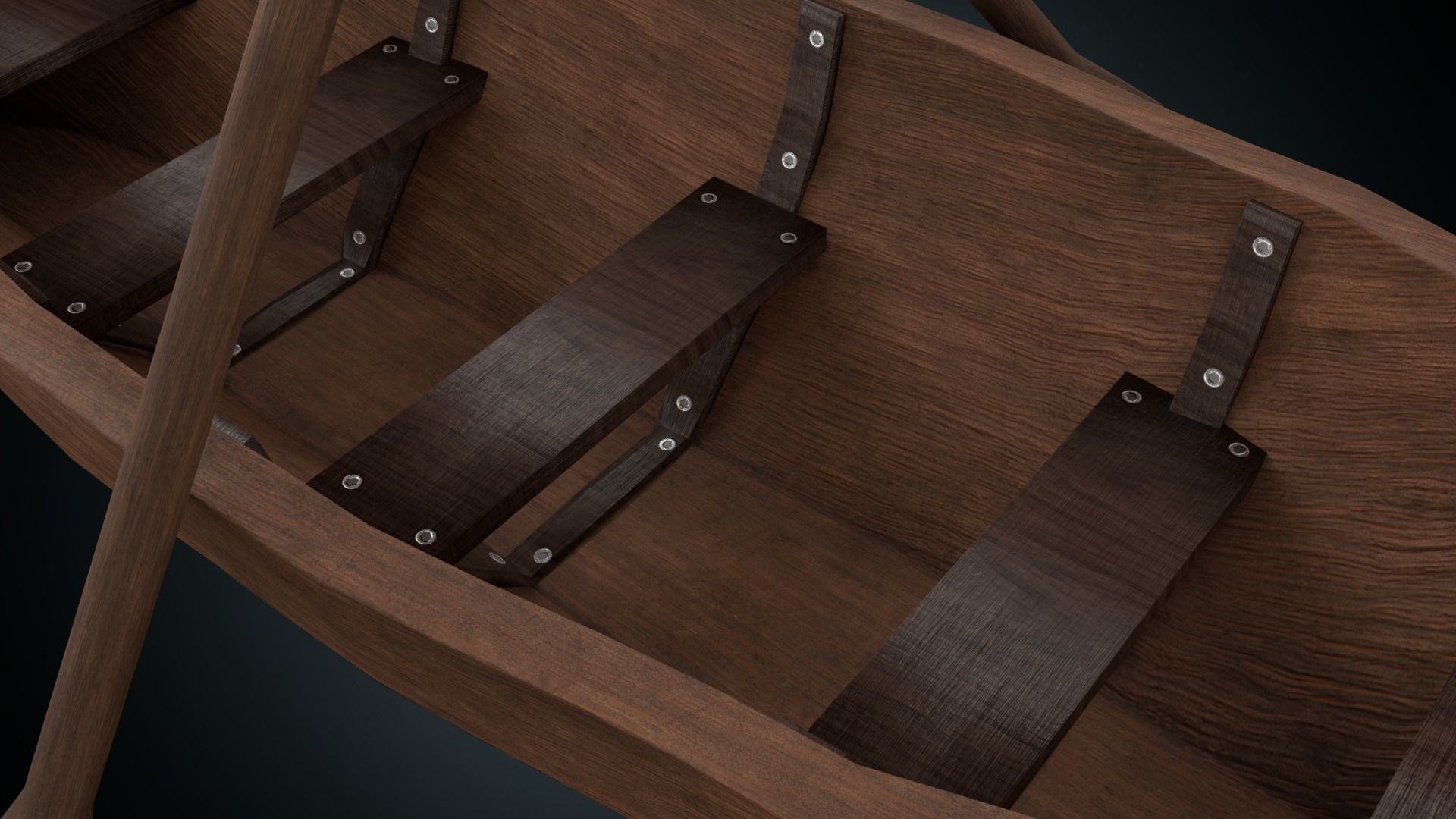 Low Poly Boat wooden canoe Low-poly 3D model_3