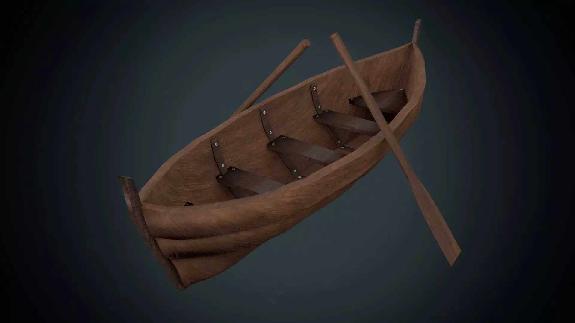 Low Poly Boat wooden canoe Low-poly 3D model_0