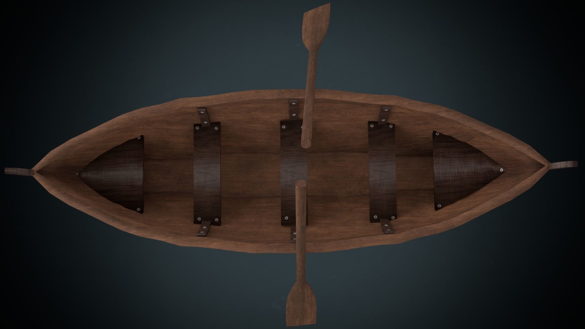 Low Poly Boat wooden canoe Low-poly 3D model_2