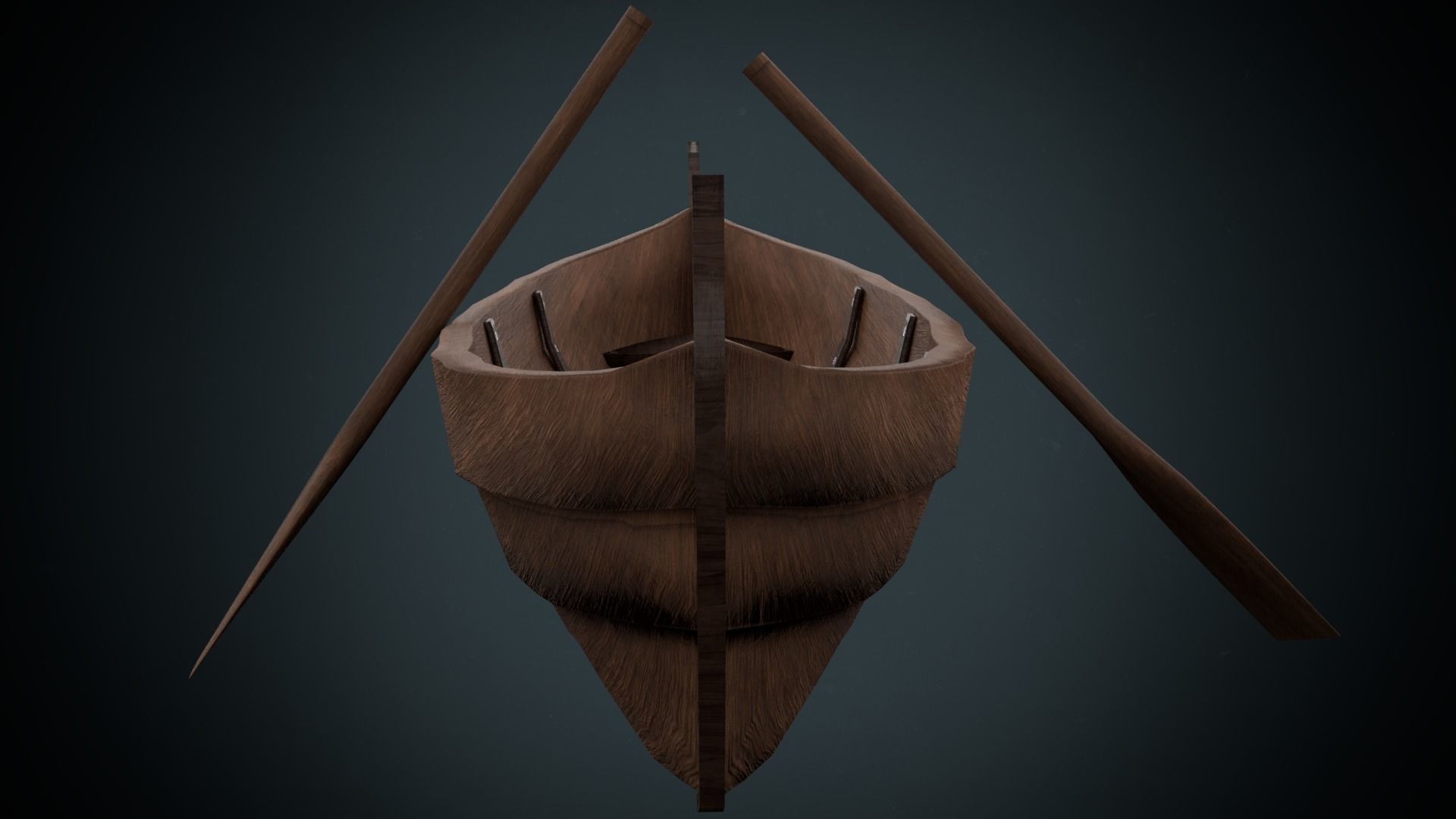 Low Poly Boat wooden canoe Low-poly 3D model_4