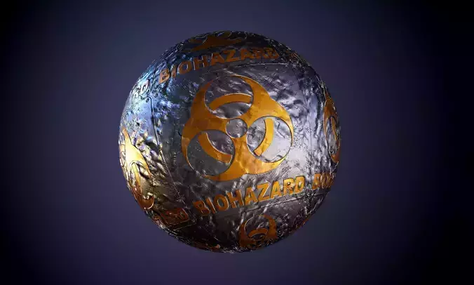 Metal rusty dented biohazard Sign Sci-Fi Seamless PBR Texture Texture