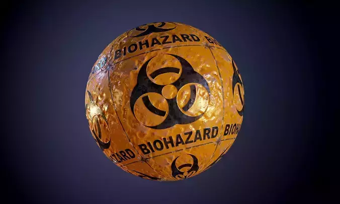 Metal Yellow Biohazard Sign Sci-Fi Seamless PBR Texture
