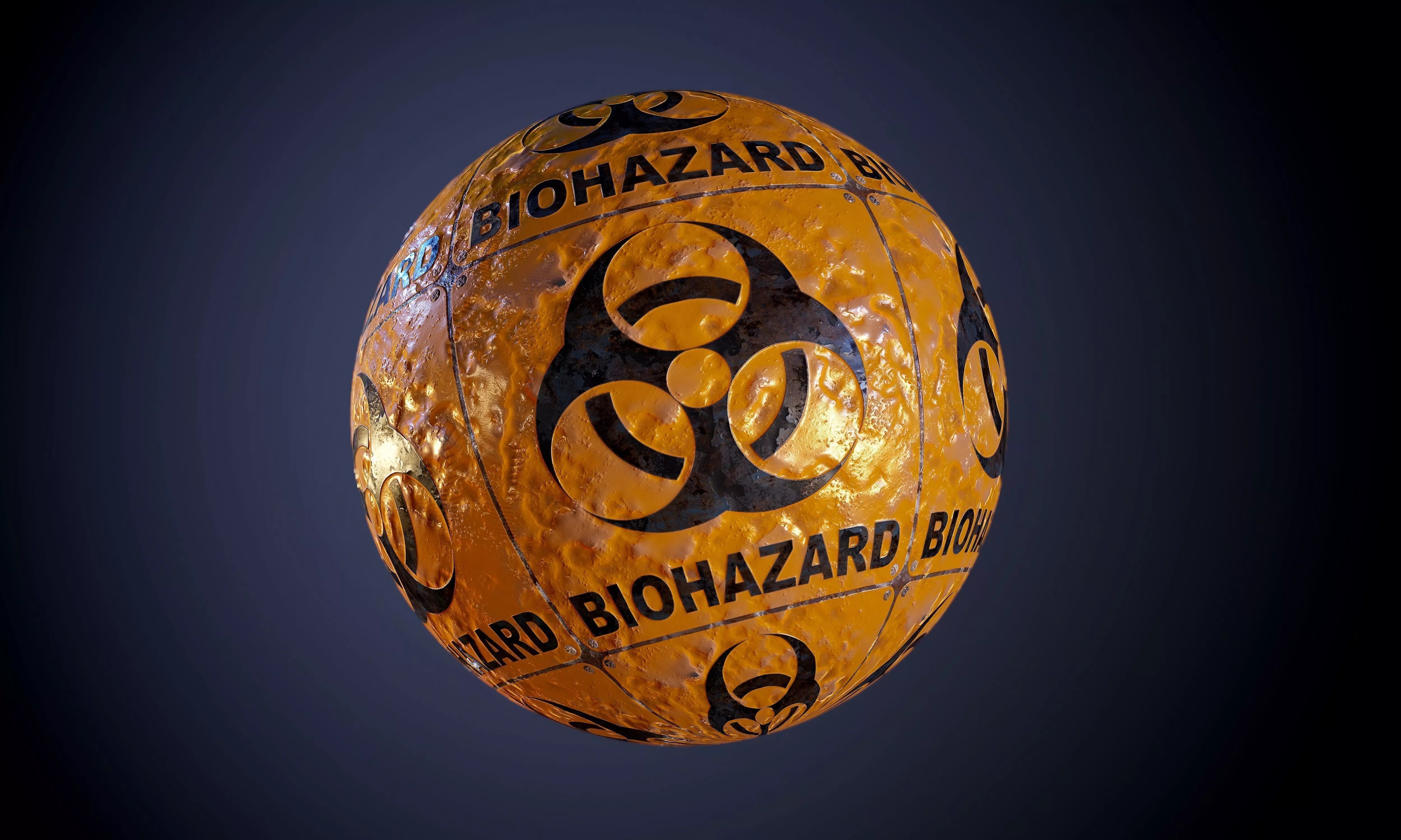 Metal Yellow Biohazard Sign Sci-Fi Seamless PBR Texture Texture