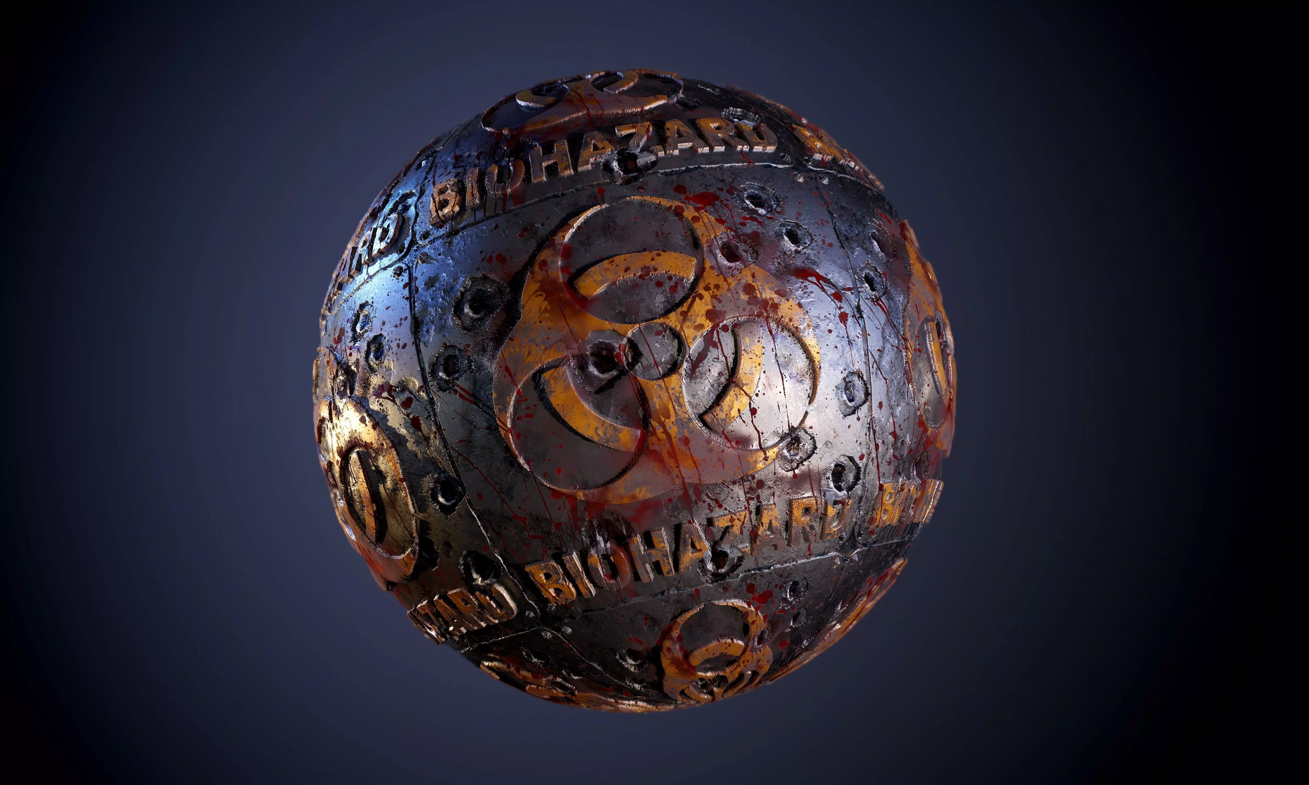 Metal Hazard Sign Bloody Bullet Holes Seamless PBR Texture Texture_0