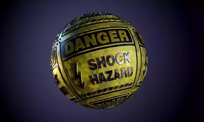 Danger Shock Hazard Sign Dirty Seamless PBR Texture
